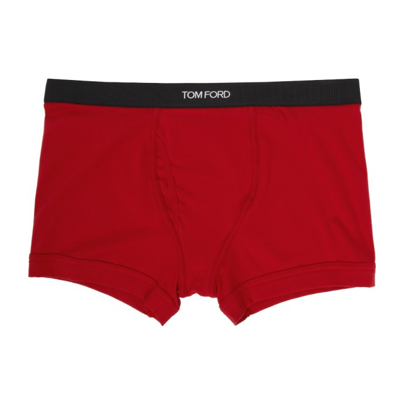 Shop Tom Ford Red Cotton Boxer Briefs In 632 Red