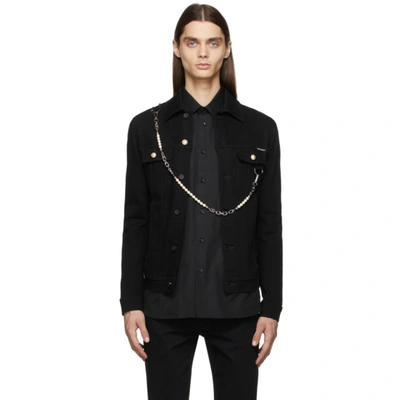 Shop Dolce & Gabbana Black Denim Pearls Jacket In S9001 Variante Abbin