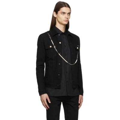 Shop Dolce & Gabbana Black Denim Pearls Jacket In S9001 Variante Abbin