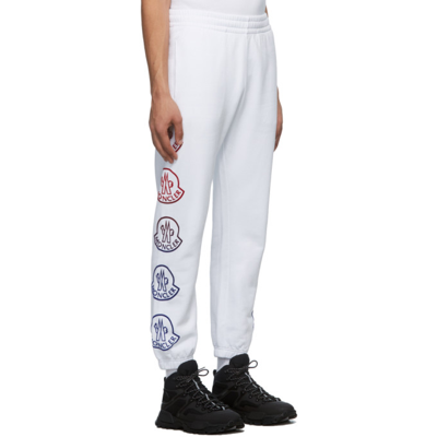 Shop Moncler White Logo Lounge Pants In 001 White