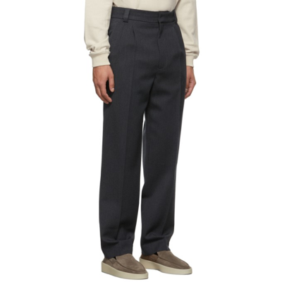 Shop Fear Of God Grey Double Pleated Trousers In 21charcoal