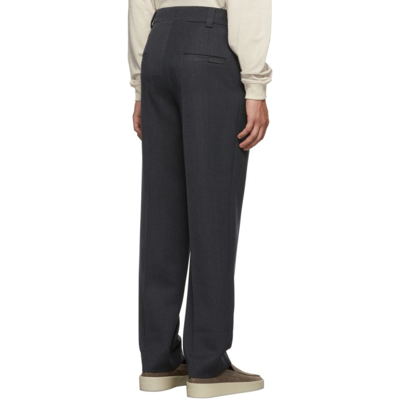 Shop Fear Of God Grey Double Pleated Trousers In 21charcoal