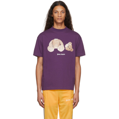 Shop Palm Angels Purple Bear Classic T-shirt