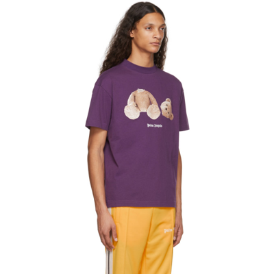 Shop Palm Angels Purple Bear Classic T-shirt