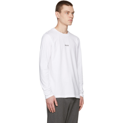 Shop Hugo Boss White Cotton Long Sleeve T-shirt In 100 White