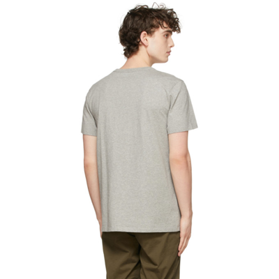 Shop Maison Kitsuné Grey Fox Head Patch T-shirt In H150 Grey M