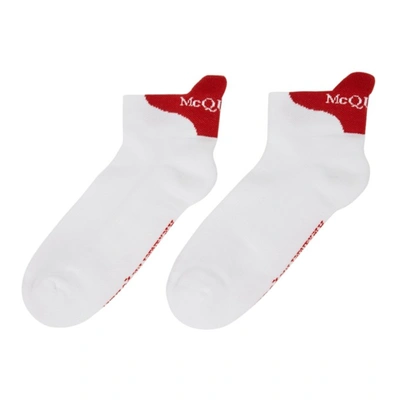 Shop Alexander Mcqueen White & Red Signature Socks In 9074 White/red