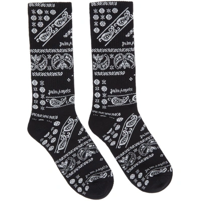 Shop Palm Angels Black & White Bandana Socks In Black White