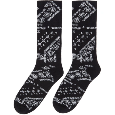 Shop Palm Angels Black & White Bandana Socks In Black White
