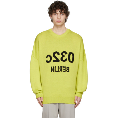 Shop 032c Green Selfie Crewneck Sweater In Acidgreen