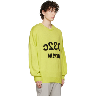 Shop 032c Green Selfie Crewneck Sweater In Acidgreen