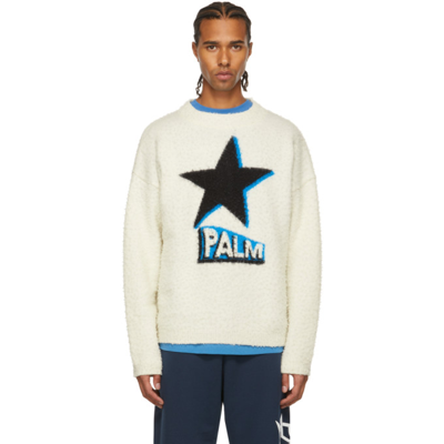 Shop Palm Angels Off-white Knit Rockstar Sweater In Off White Bl