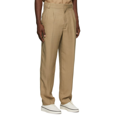 Double Pleated Tapered Trousers In 316 Sabbia