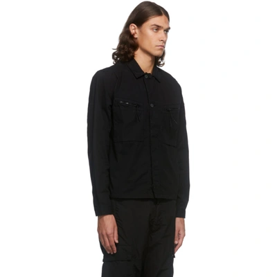 Shop C.p. Company Black Gabardine Utility Shirt In Black 999