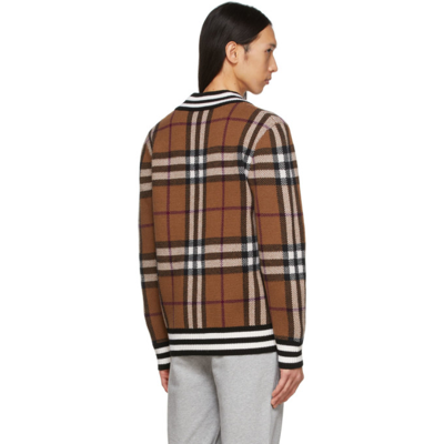 Shop Burberry Brown Check Cashmere Sweater In Birch Brown