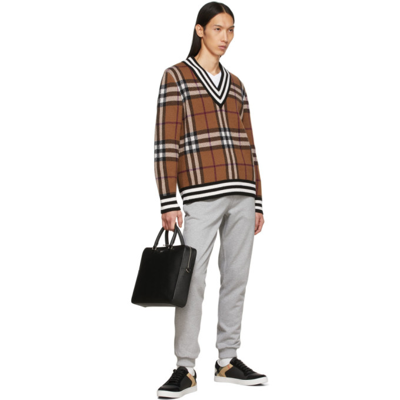 Shop Burberry Brown Check Cashmere Sweater In Birch Brown