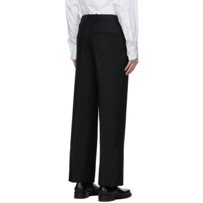 Shop Solid Homme Black Wool Twill Trousers In Black 301b