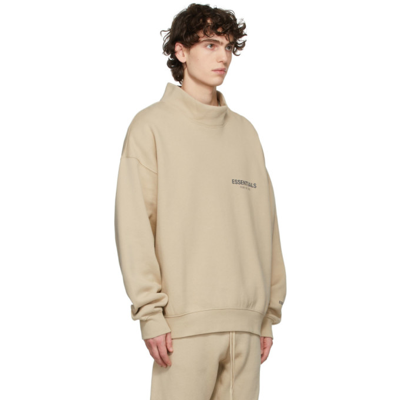 Shop Essentials Ssense Exclusive Beige Mock Neck Sweatshirt In Linen