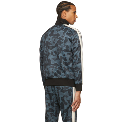 Shop Palm Angels Grey Night Camo Track Zip-up Jacket In Black White