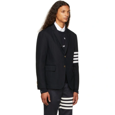 Shop Thom Browne Navy 4-bar Unconstructed Classic Sport Blazer In 415 Navy