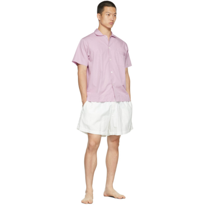 Shop Tekla Poplin Pyjama Shirt In Purple Pink