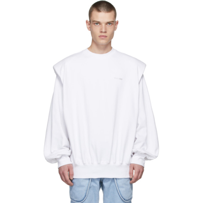 Shop We11 Done White Shoulder Padded Logo Sweatshirt