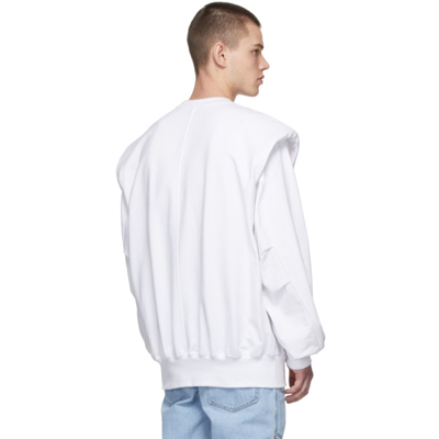 Shop We11 Done White Shoulder Padded Logo Sweatshirt