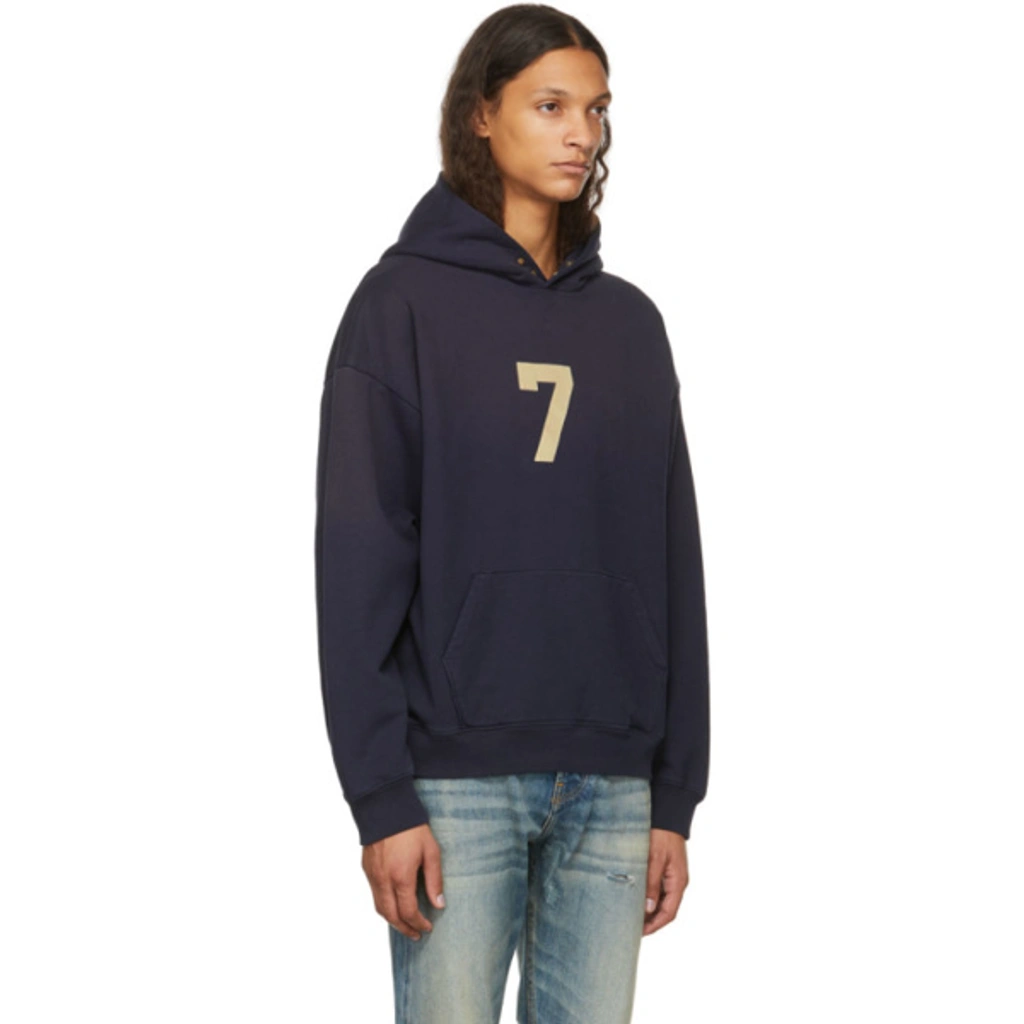 Fear Of God Navy '7' Logo Hoodie In Vintage Navy Heather | ModeSens