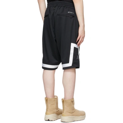 Shop Mastermind Japan Black Jacquard Logo Tape Shorts In Black/white