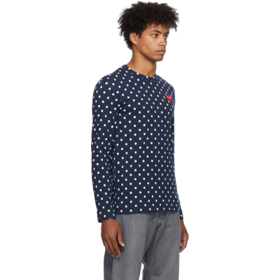 Shop Comme Des Garçons Play Polka Dot Long Sleeve T-shirt In 2 Navy Whit