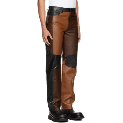 Shop Marine Serre Black & Brown Mix-leather Patchwork Leather Pants In 10 Multicolor
