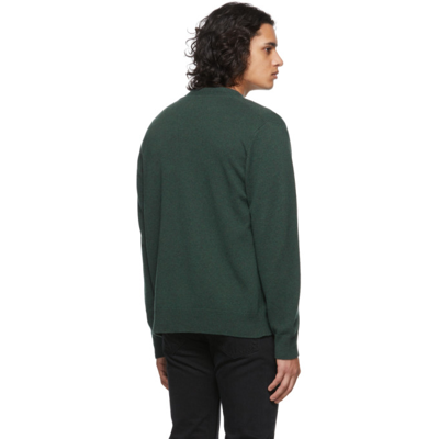 Shop Norse Projects Green Lambswool Adam Cardigan In 8045 Forest Green