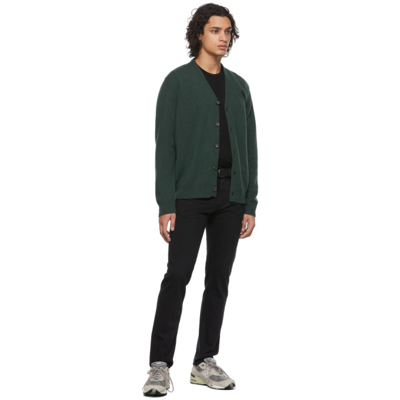 Shop Norse Projects Green Lambswool Adam Cardigan In 8045 Forest Green