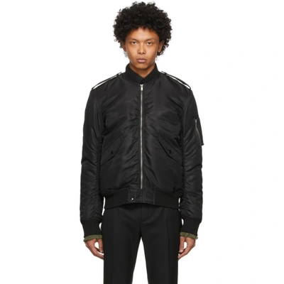 Shop Saint Laurent Black Nylon Bomber Jacket In 1000 Black
