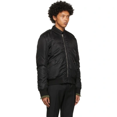 Shop Saint Laurent Black Nylon Bomber Jacket In 1000 Black