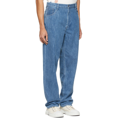 Shop Non+ Blue Wide Jeans In Washed