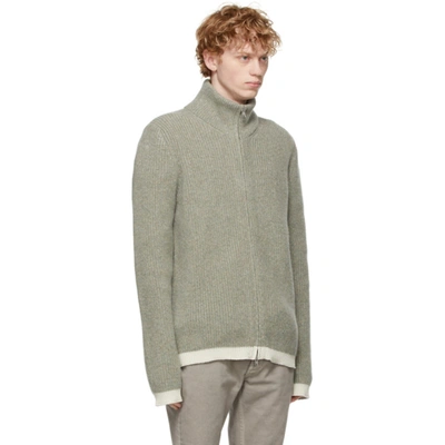 Shop Maison Margiela Grey Alpaca Knit Zip-up Sweater In 001f Light Grey Moul