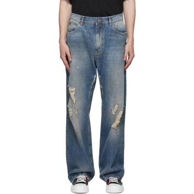 Shop Dolce & Gabbana Blue Wide-leg Jeans In S9001 Combi