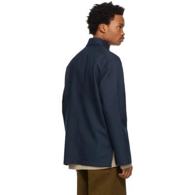 Shop Acne Studios Navy Twill Shirt Jacket In Spruce Blue