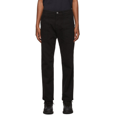 Shop Stone Island Black Cotton Textured Trousers In V0029 Black