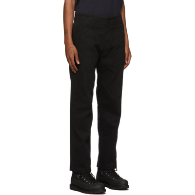 Shop Stone Island Black Cotton Textured Trousers In V0029 Black