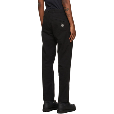 Shop Stone Island Black Cotton Textured Trousers In V0029 Black