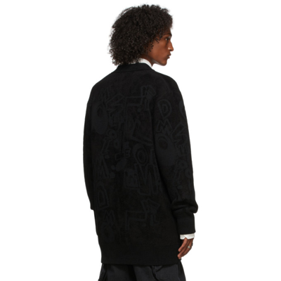 Shop We11 Done Black All Over Graffiti Cardigan