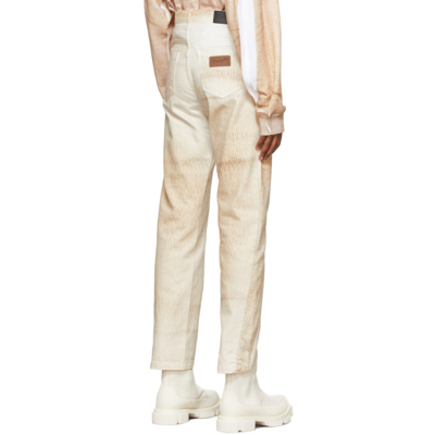 Shop Bianca Saunders Beige Wrangler Edition Knit Print Jeans In White/sand