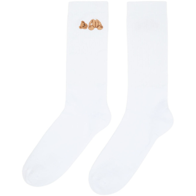 Shop Palm Angels White Bear Socks