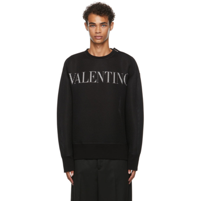 Shop Valentino Mesh Logo Sweatshirt In 0ni Nero/ B