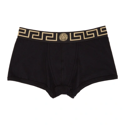 Shop Versace Two-pack Black Greca Border Briefs In A80g Black