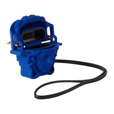 Shop Versace Blue 'la Medusa' Airpods Pro Case In 1u03v Blue