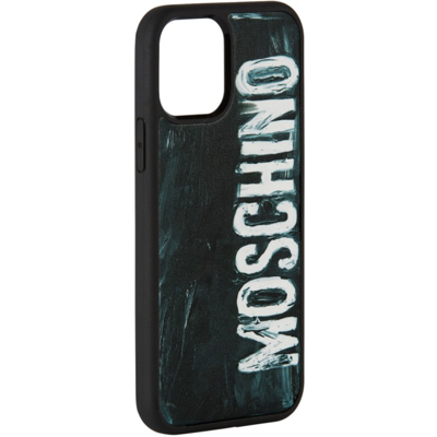 Moschino Black Painted Logo Iphone 12/12 Pro Case In 7952 Black