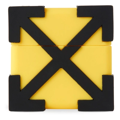 Shop Off-white Yellow & Black Arrow Airpods Case In Yellow/black